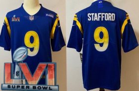 Wholesale Cheap Men\'s Los Angeles Rams #9 Matthew Stafford Limited Royal 2022 Super Bowl LVI Bound Vapor Jersey