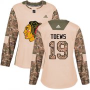 Wholesale Cheap Adidas Blackhawks #19 Jonathan Toews Camo Authentic 2017 Veterans Day Women's Stitched NHL Jersey