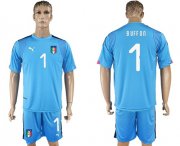 Wholesale Cheap Italy #1 Buffon Blue Goalkeeper Soccer Country Jersey