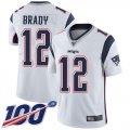 Wholesale Cheap Nike Patriots #12 Tom Brady White Men's Stitched NFL 100th Season Vapor Limited Jersey