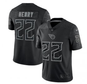 Wholesale Cheap Men\'s Tennessee Titans #22 Derrick Henry Black Reflective Limited Stitched Football Jersey