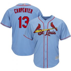 Wholesale Cheap Cardinals #13 Matt Carpenter Light Blue Cool Base Stitched Youth MLB Jersey