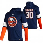 Wholesale Cheap New York Islanders #30 Ilya Sorokin Adidas Reverse Retro Pullover Hoodie Navy