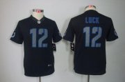 Wholesale Cheap Nike Colts #12 Andrew Luck Black Impact Youth Stitched NFL Limited Jersey