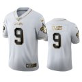 Wholesale Cheap New Orleans Saints #9 Drew Brees Men's Nike White Golden Edition Vapor Limited NFL 100 Jersey