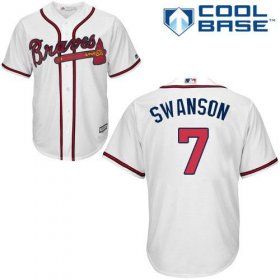 Wholesale Cheap Braves #7 Dansby Swanson White Cool Base Stitched Youth MLB Jersey