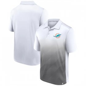 Wholesale Men\'s Miami Dolphins White Gray Iconic Parameter Sublimated Polo