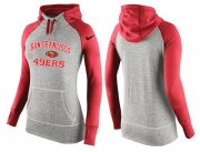 Wholesale Cheap Women's Nike San Francisco 49ers Performance Hoodie Grey & Red_2