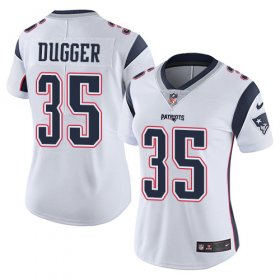 Wholesale Cheap Nike Patriots #35 Kyle Dugger White Women\'s Stitched NFL Vapor Untouchable Limited Jersey