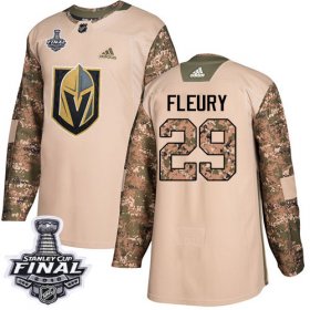 Wholesale Cheap Adidas Golden Knights #29 Marc-Andre Fleury Camo Authentic 2017 Veterans Day 2018 Stanley Cup Final Stitched Youth NHL Jersey