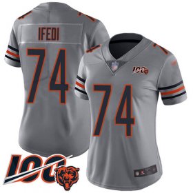 Wholesale Cheap Nike Bears #74 Germain Ifedi Silver Women\'s Stitched NFL Limited Inverted Legend 100th Season Jersey