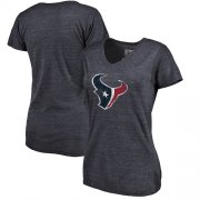 Wholesale Cheap Women's Houston Texans NFL Pro Line by Fanatics Branded Navy Distressed Team Logo Tri-Blend T-Shirt