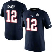 Wholesale Cheap Nike New England Patriots #12 Tom Brady Pride Name & Number 2015 Super Bowl XLIX NFL T-Shirt Navy Blue