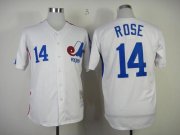 Wholesale Cheap Mitchell And Ness Expos #14 Pete Rose White Throwback Stitched MLB Jersey