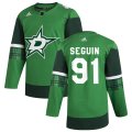 Wholesale Cheap Dallas Stars #91 Tyler Seguin Men's Adidas 2020 St. Patrick's Day Stitched NHL Jersey Green.jpg.jpg