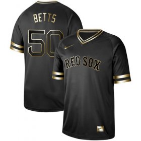 Wholesale Cheap Nike Red Sox #50 Mookie Betts Black Gold Authentic Stitched MLB Jersey