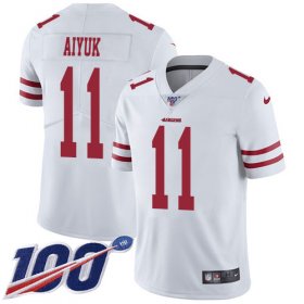 Wholesale Cheap Nike 49ers #11 Brandon Aiyuk White Men\'s Stitched NFL 100th Season Vapor Untouchable Limited Jersey