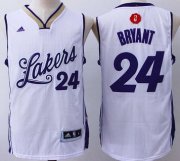 Wholesale Cheap Men's Los Angeles Lakers #24 Kobe Bryant Revolution 30 Swingman 2015 Christmas Day White Jersey