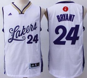 Wholesale Cheap Men\'s Los Angeles Lakers #24 Kobe Bryant Revolution 30 Swingman 2015 Christmas Day White Jersey
