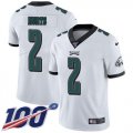 Wholesale Cheap Nike Eagles #2 Jalen Hurts White Youth Stitched NFL 100th Season Vapor Untouchable Limited Jersey