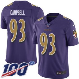 Wholesale Cheap Nike Ravens #93 Calais Campbell Purple Men\'s Stitched NFL Limited Rush 100th Season Jersey