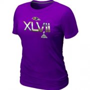 Wholesale Cheap Women's Baltimore Ravens 2012 Super Bowl XLVII On Our Way T-Shirt Purple