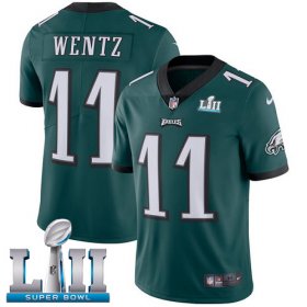 Wholesale Cheap Nike Eagles #11 Carson Wentz Midnight Green Team Color Super Bowl LII Youth Stitched NFL Vapor Untouchable Limited Jersey