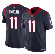 Cheap Men's Houston Texans #11 Jeff Okudah Navy 2024 F.U.S.E. Vapor Untouchable Football Stitched Jersey