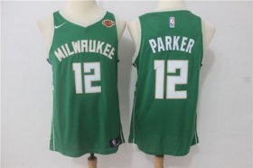Wholesale Cheap Men\'s Milwaukee Bucks #12 Jabari Parker Green 2017-2018 Nike Swingman Stitched NBA Jersey