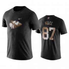 Wholesale Cheap Chiefs #87 Travis Kelce Black NFL Black Golden 100th Season T-Shirts