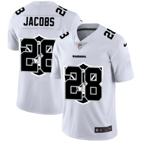 Wholesale Cheap Las Vegas Raiders #28 Josh Jacobs White Men\'s Nike Team Logo Dual Overlap Limited NFL Jersey