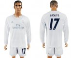 Wholesale Cheap Real Madrid #17 Lucas V. Marine Environmental Protection Home Long Sleeves Soccer Club Jersey