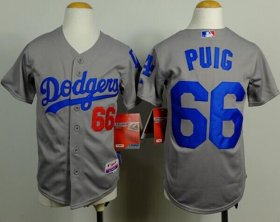 Wholesale Cheap Dodgers #66 Yasiel Puig Grey Cool Base Stitched Youth MLB Jersey