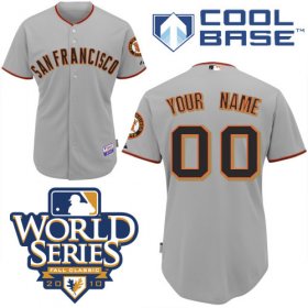 Wholesale Cheap Giants Customized Authentic Grey Cool Base MLB Jersey w/2010 World Series Patch (S-3XL)
