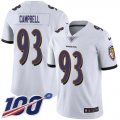 Wholesale Cheap Nike Ravens #93 Calais Campbell White Men's Stitched NFL 100th Season Vapor Untouchable Limited Jersey