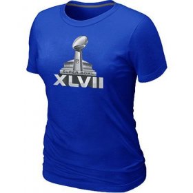 Wholesale Cheap Women\'s NFL Super Bowl XLVII Logo T-Shirt Blue