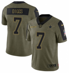 Wholesale Cheap Men\'s Olive Dallas Cowboys #7 Trevon Diggs 2021 Salute To Service Limited Stitched Jersey