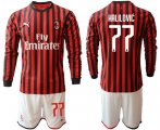 Wholesale Cheap AC Milan #77 Halilovic Home Long Sleeves Soccer Club Jersey