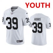 Wholesale Cheap Youth las Vegas Raiders #39 Nate Hobbs white vapor limited jersey