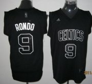 Wholesale Cheap Boston Celtics #9 Rajon Rondo Black With Black Jersey