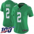 Wholesale Cheap Nike Eagles #2 Jalen Hurts Green Women's Stitched NFL Limited Rush 100th Season Jersey