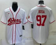 Wholesale Men's San Francisco 49ers #97 Nick Bosa White Stitched Cool Base Nike Baseball Jersey