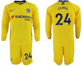 Wholesale Cheap Chelsea #24 Cahill Away Long Sleeves Soccer Club Jersey