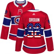 Wholesale Cheap Adidas Canadiens #92 Jonathan Drouin Red Home Authentic USA Flag Women's Stitched NHL Jersey