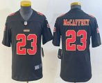 Cheap Youth San Francisco 49ers #23 Christian McCaffrey Black Red Fashion Vapor Limited Stitched Jersey