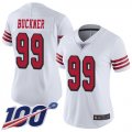 Wholesale Cheap Nike 49ers #99 DeForest Buckner White Rush Women's Stitched NFL Limited 100th Season Jersey
