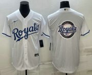 Cheap Men's Kansas City Royals Big Logo White Stitched MLB Cool Base Nike Jersey
