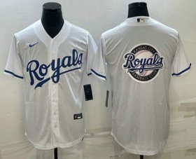 Cheap Men\'s Kansas City Royals Big Logo White Stitched MLB Cool Base Nike Jersey