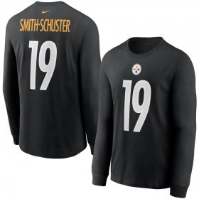 Wholesale Cheap Pittsburgh Steelers #19 JuJu Smith-Schuster Nike Player Name & Number Long Sleeve T-Shirt Black