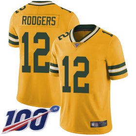 Wholesale Cheap Nike Packers #12 Aaron Rodgers Yellow Men\'s Stitched NFL Limited Rush 100th Season Jersey
